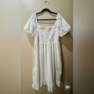 J.Crew Women’s Short Sleeve Smocked Midi Dress - White - Size L